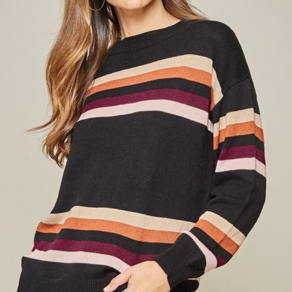 Last 1! NWT Black Striped Crewneck Sweater - Picture 8 of 8